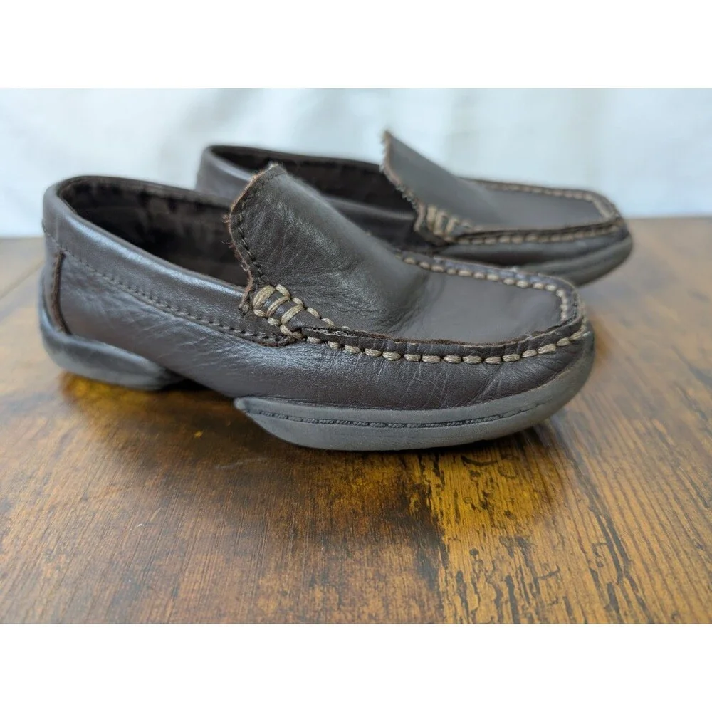 Kenneth Cole Reaction Boys Driving Dime Dark Brown Leather Dress Shoes Size 10.5